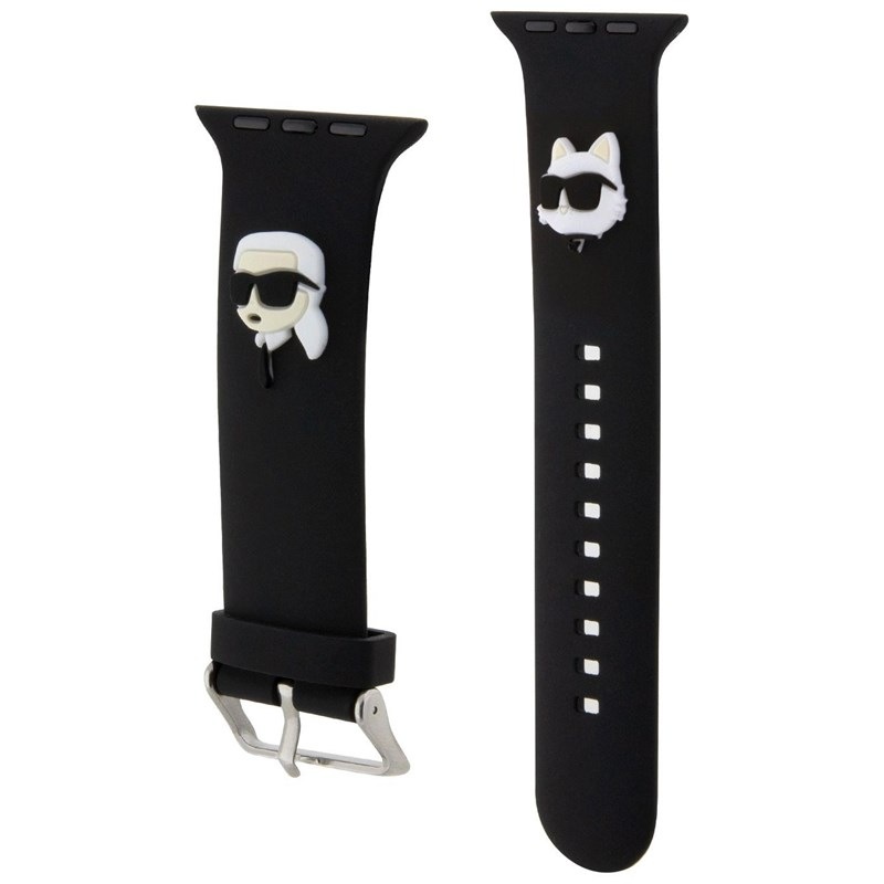 Řemínek Karl Lagerfeld Karl and Choupette na Apple Watch 42/44/45mm černý