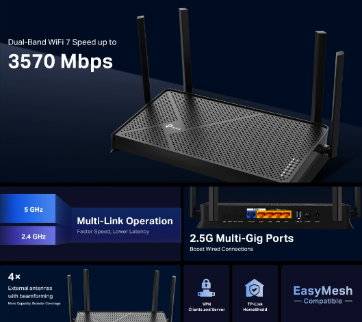 Router TP-Link Archer BE3600 černý Router TP-Link Archer BE3600