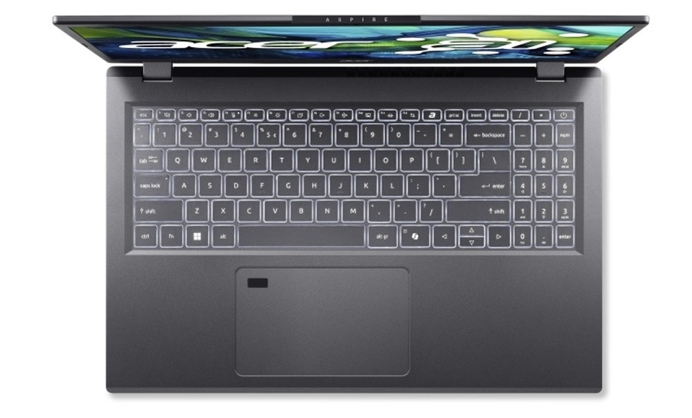 Notebook Acer Aspire 15 (A15-61M-R7QD) šedý Pohled shora na notebook Acer Aspire 15 (A15-61M-R7QD) a jeho klávesnici