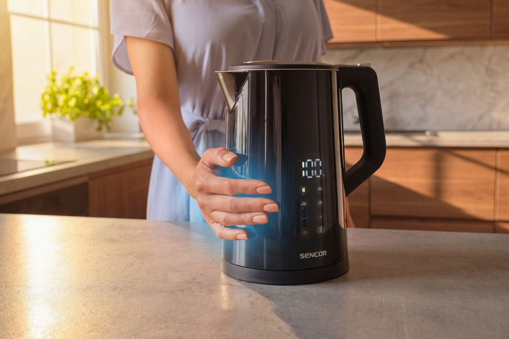 Rychlovarná konvice Sencor SWK 0940BK 1,7 l černá Chladný a bezpečný povrch konvice Sencor SWK 0940BK 1,7 l