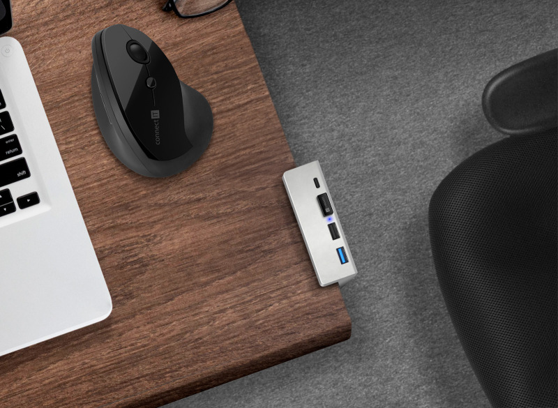 CONNECT IT DeskHub 4 v 1 USB-C, stříbrná