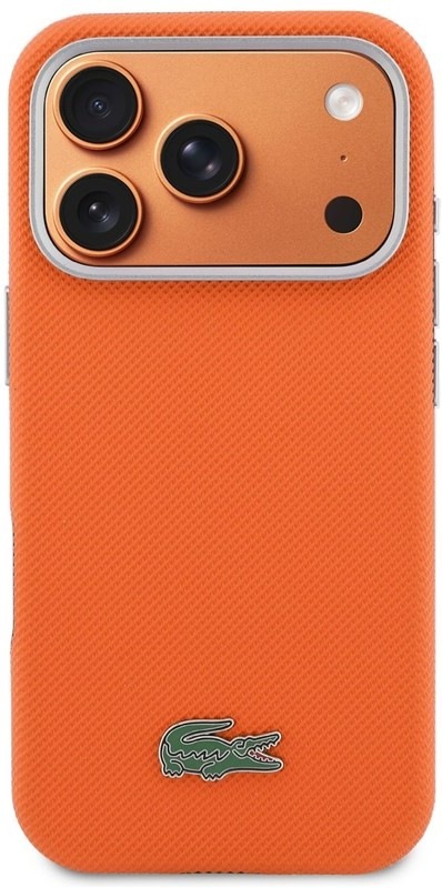 Originální kryt na mobil Lacoste PVC Petit Pique Semi Wrap MagSafe na Apple iPhone 17 Pro v oranžové barvě