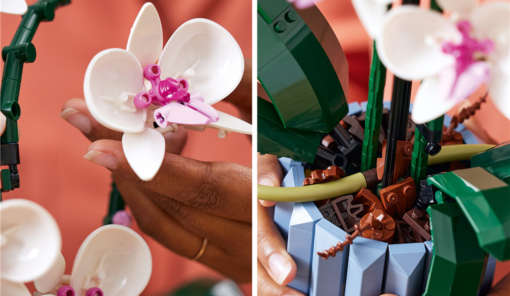 Stavebnice LEGO® Botanicals 10311 Orchidej Stonky, květy, listy i kořeny můžete libovolně natáčet a vytvářet různá aranžmá podle svého vkusu.