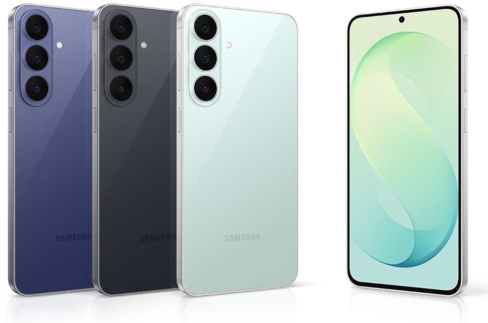 Mobilní telefon Samsung Galaxy S26 FE 5G v několika barevných variantách z předního a zadního pohledu