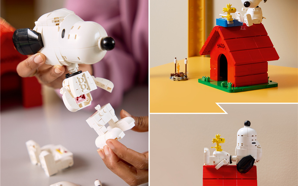 Stavebnice LEGO® Ideas 21368 Peanuts: Snoopyho bouda Pohyblivý Snoopy nabízí různé polohy nohou a krku, takže ho můžete snadno přizpůsobit každé scéně.