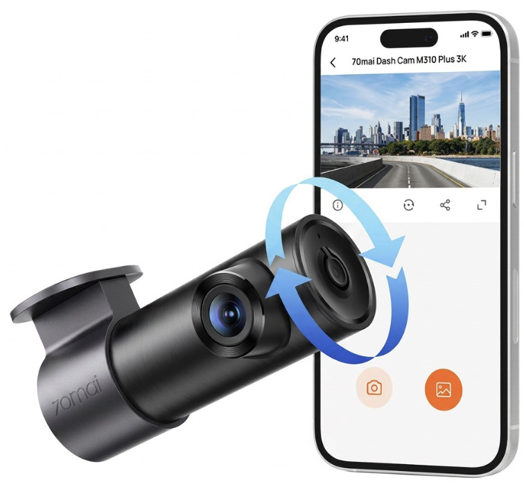 Autokamera 70mai M310 Plus 2K s otočným objektivem a mobilní aplikací pro správu záznamů