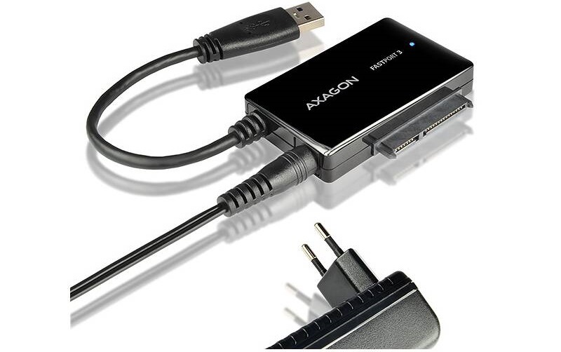 Adaptér Axagon USB3.0 - SATA 6G HDD FASTport3 vč. Napáječe černý