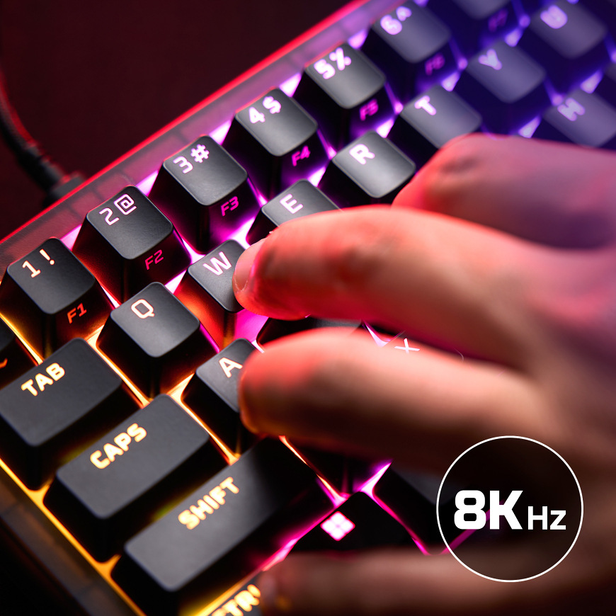 Klávesnice HyperX Origins 2 65 černá Klávesnice HyperX Origins 2 65 – 8 000 Hz polling rate pro minimální latenci