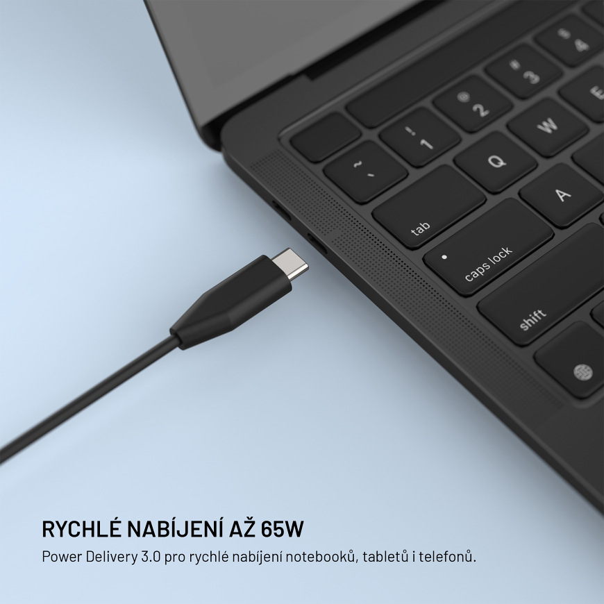 USB-C konektor adaptéru FIXED s Power Delivery 3.0 a výkonem až 65 W