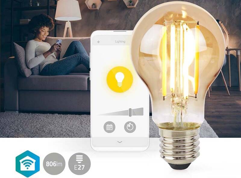 Chytrá žárovka Nedis SmartLife klasik, Wi-Fi, E27, 806 lm, 7 W, Teplá Bílá