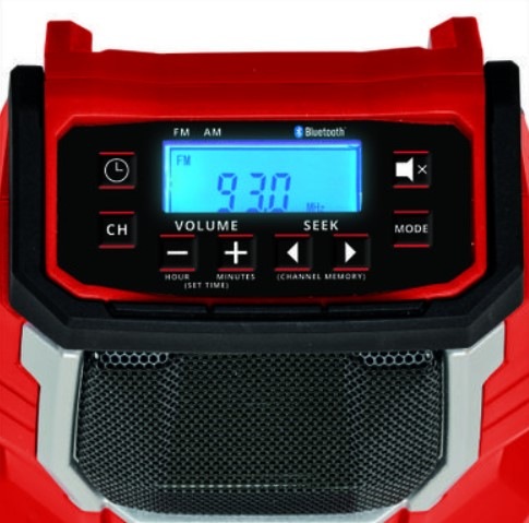 Stavební rádio Einhell TC-RA 18 Li BT (bez baterie) 3408017 Einhell TC-RA 18 Li BT bez aku, červená/černá