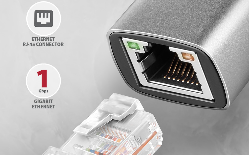 Síťová karta Axagon USB-C + USB-A 3.2 Gen 1 - Gigabit Ethernet šedá Síťová karta Axagon USB-C + USB-A 3.2 Gen 1 - Gigabit Ethernet šedá