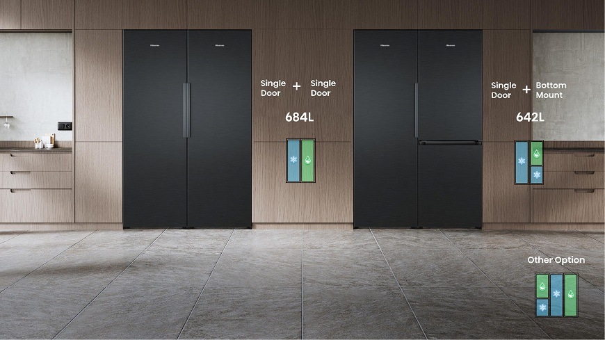 Chladnička Hisense RL5K370GSFC1 černá kombinace lednice Hisense RL5K370GSFC1 s ostatními spotřebiči hisense