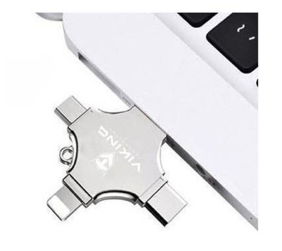 USB Flash Viking 64GB, USB/USB-C/Micro USB/Lightning stříbrný