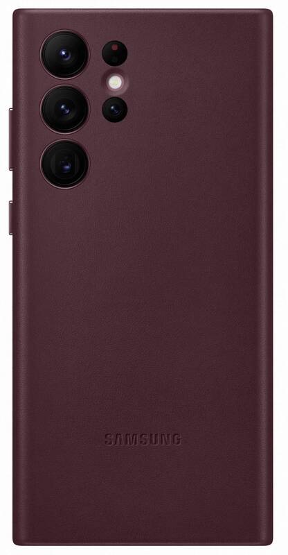 Kryt na mobil Samsung Leather Cover na Galaxy S22 Ultra červený