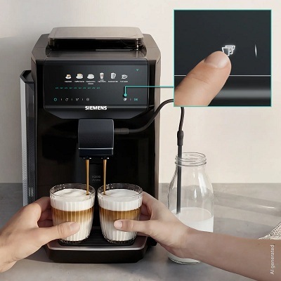 Dvě kávové speciality připravené v kávovaru Siemens TP551E09