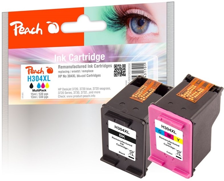 Inkoustová náplň Peach HP 304XL, MultiPack, 530/330 stran - CMYK