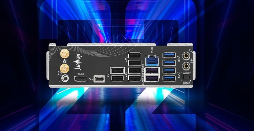Základní deska ASRock B860M LiveMixer WiFi Detail zadního I/O panelu ASRock B860M LiveMixer WiFi s bohatou nabídkou USB portů, 2.5G LAN a konektorem HDMI