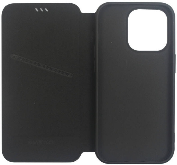 Pouzdro na mobil flipové RhinoTech FLIP Eco Case na Apple iPhone 14 Plus černé RHTRTACC270