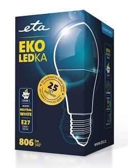 Žárovka LED ETA EKO LEDka klasik 8,5W, E27, neutrální bílá Žárovka LED ETA EKO LEDka klasik 8,5W, E27, neutrální bílá