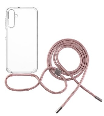 Kryt na mobil FIXED Pure Neck s růžovou šňůrkou na krk na Samsung Galaxy A15/A15 5G průhledný FXDFIXPUN428PI