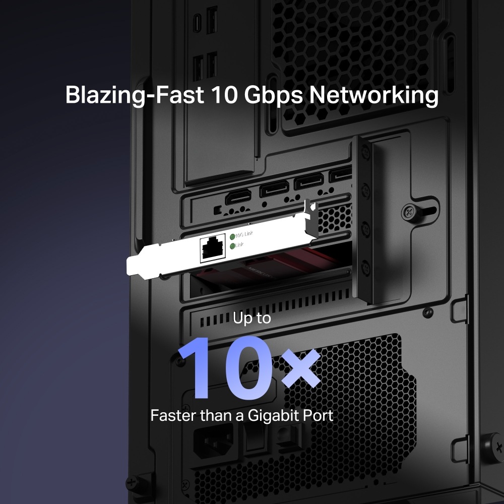 Síťová karta Mercusys MA510E 10 Gigabit PCIe červená Mercusys MA510E 10 Gigabit PCIe podporuje připojení rychlostí až 10 Gbps