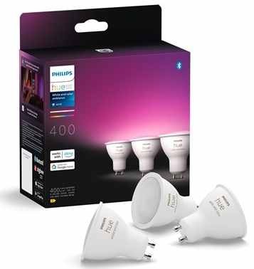 Sada 3 chytrých žárovek Philips Hue GU10.