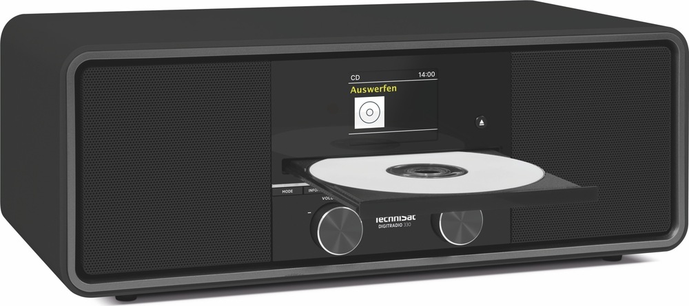 Radiopřijímač s DAB+ TechniSat DIGITRADIO 330 černý TechniSat DIGITRADIO 330 s vysunutou CD mechanikou