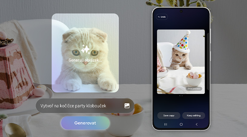 Mobilní telefon Samsung Galaxy S26 FE 5G s funkcí Galaxy AI pro úpravu fotografie domácího mazlíčka