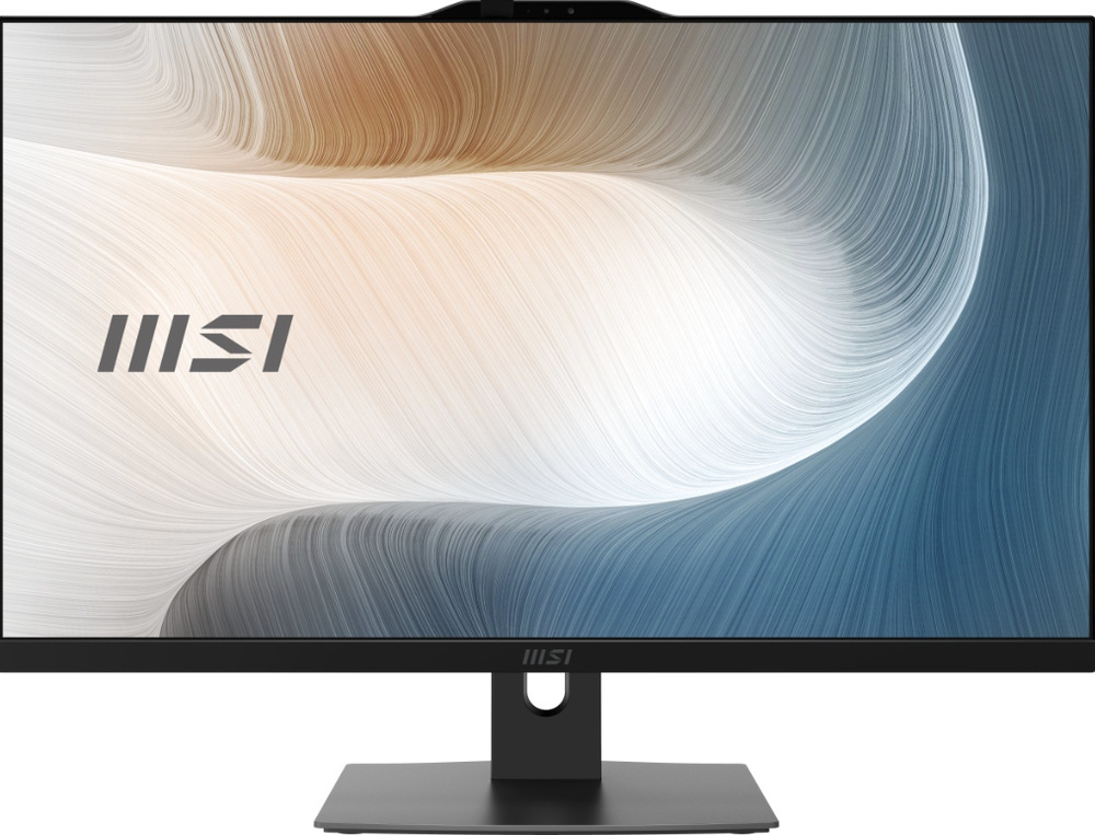 Počítač All In One MSI Modern AM272P 1M-1401EU černý Čelní pohled na All In One MSI Modern AM272P 1M-1401EU s 27" displejem a stojanem
