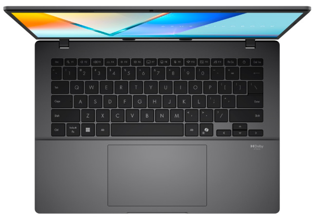 Klávesnice ASUS Vivobook S14 bez numerické části s rozměrným touchpadem