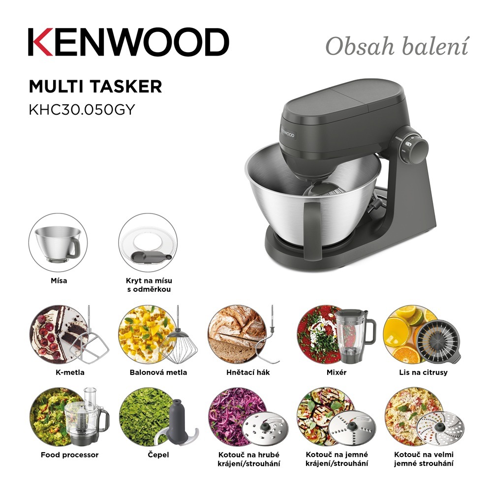 Kuchyňský robot Kenwood KHC30.050GY Multi Tasker s příslušenstvím