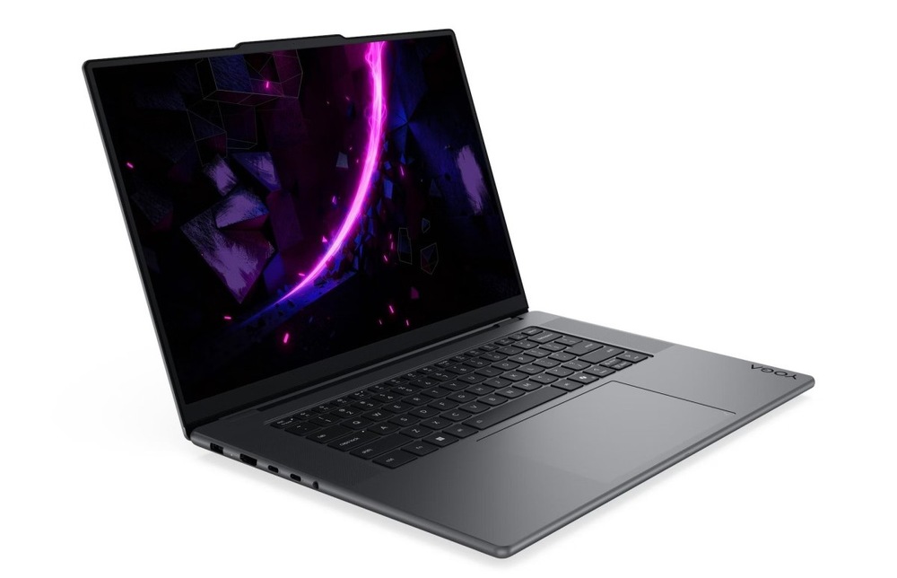Notebook Lenovo Yoga Pro 9 16IPH11 šedý Otevřený a zapnutý notebook Lenovo Yoga Pro 9 16IPH11 otočený doprava