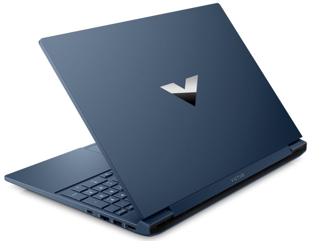 Notebook HP VICTUS 15-fb3000ncx + Game Pass předplatné na 2 měsíce modrý Notebook HP Victus 15-fb3000ncx zadní pohled