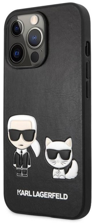 Kryt na mobil Karl Lagerfeld and Choupette Leather na Apple iPhone 13 Pro černé