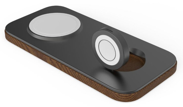 Bezdrátová nabíječka Cubenest K200 Pro 2v1 s podporou uchycení MagSafe šedá