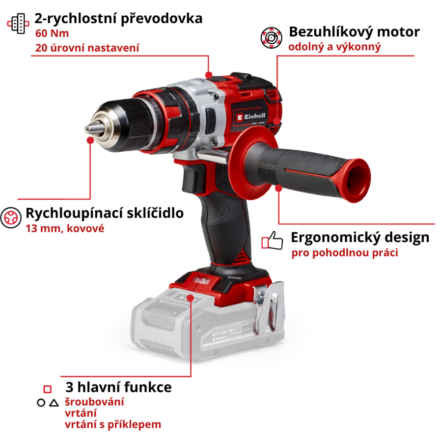 Aku vrtačka Einhell Professional TP-CD 18 Li-i (bez baterie) 4513860 Aku vrtačka Einhell TE-CD 18 Li-i Expert (bez baterie)