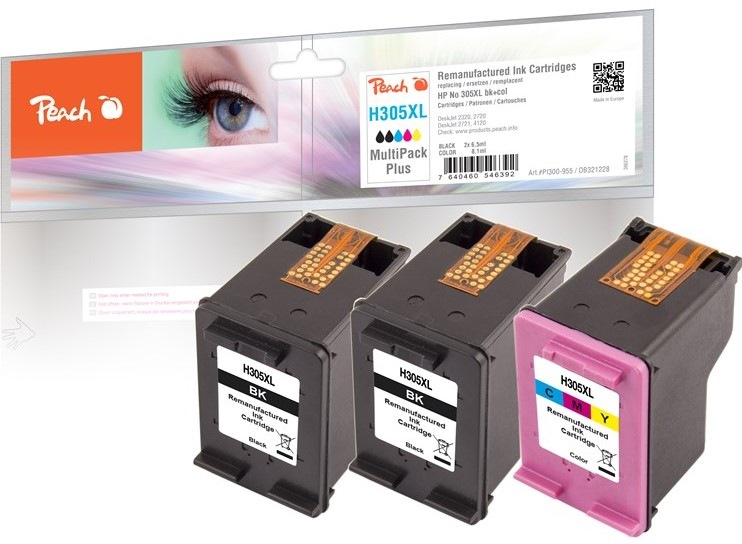 Inkoustová náplň Peach HP 305XL, MultiPack Plus, 3x 240 stran - CMYK