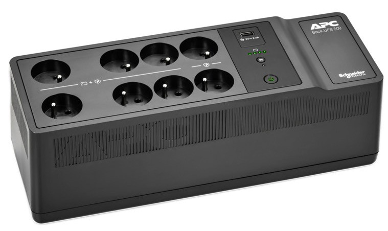 Záložní zdroj APC 500VA 8 French outlets s výkonem 300 W, černá barva