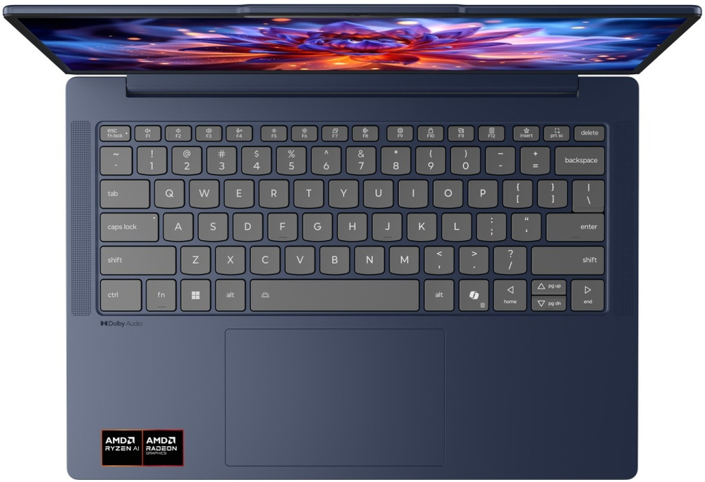 Notebook Lenovo IdeaPad Slim 5 14AGP11 modrý Pohled shora na klávesnici notebooku IdeaPad Slim 5