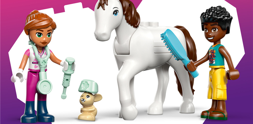 Stavebnice LEGO® Friends 42696 Veterinární klinika se zvířátky Stavbu kliniky ze 141 dílků usnadní dětem aplikace LEGO Builder s interaktivním 3D návodem.