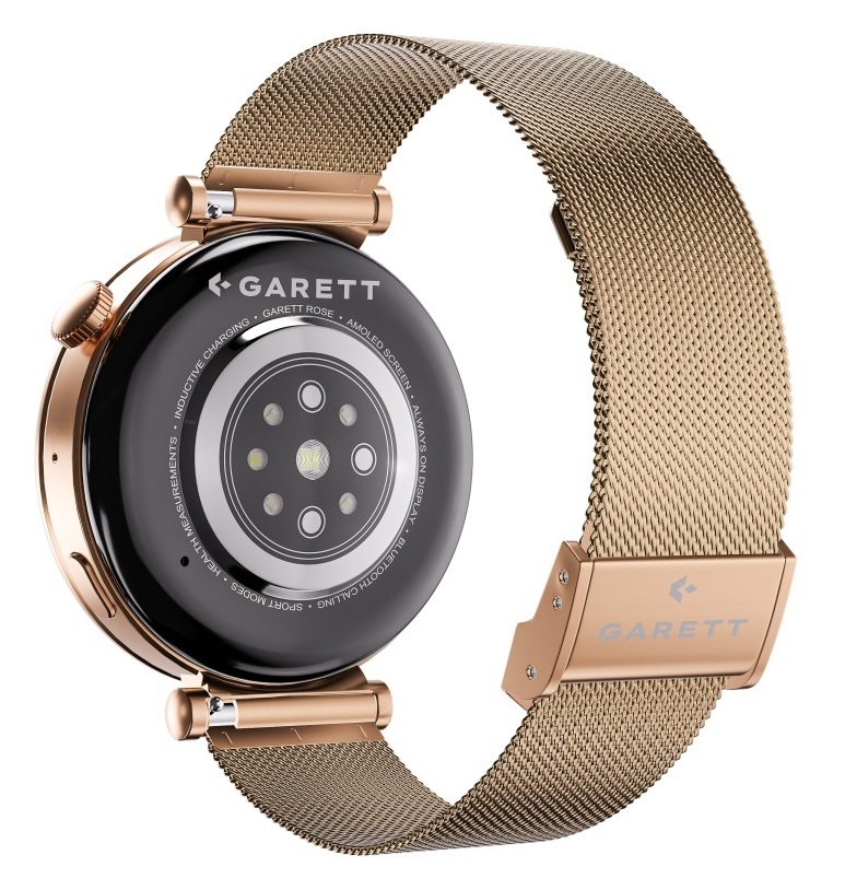 Chytré hodinky Garett Rose Mesh steel zlaté