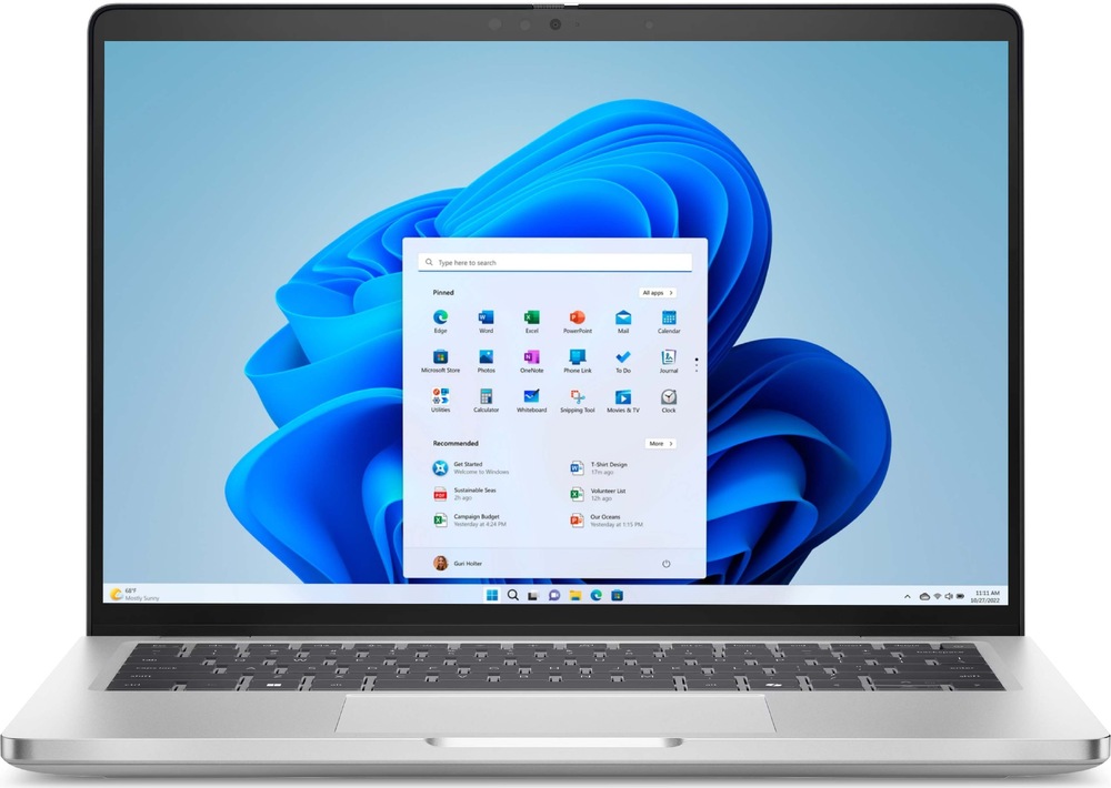 Notebook Dell Pro 14 Plus ve stříbrné barvě.