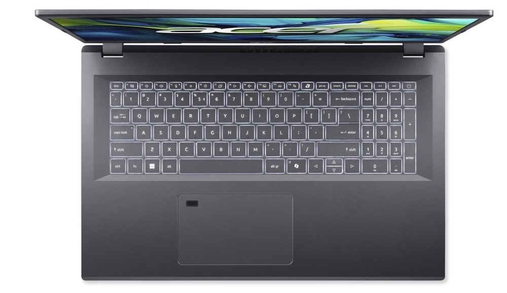 Notebook Acer Aspire 17 (A17-51M-753U) šedý Pohled shora na klávesnici notebooku Acer Aspire 17 (A17-51M-753U)