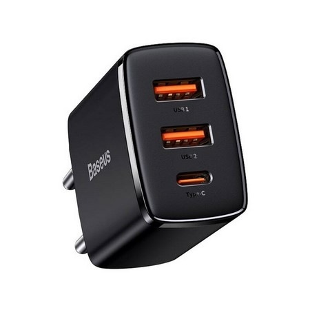 Nabíječka do sítě Baseus 2x USB-A, 1x USB-C, 30W černá
