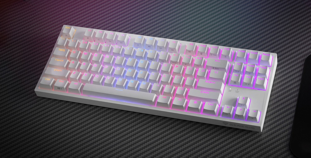 Klávesnice Genesis THOR 404 TKL, RGB, US layout, Gateron Yellow Pro bílá Genesis THOR 404 RGB US Gateron Yellow Pro