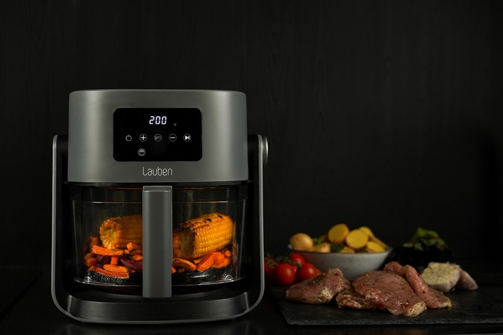 Fritéza horkovzdušná Lauben Glass&Grill Air Fryer 3in1 5500BG šedá Fritéza horkovzdušná Lauben Glass&Grill Air Fryer 3in1 5500BG šedá