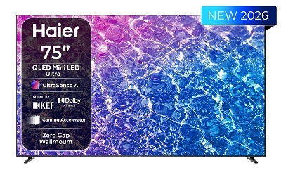 Televize Haier H75M92FUX s barevnou strukturou na displeji