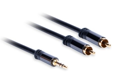 Kabel AQ 3,5mm Jack/2xRCA, M/M, 0,75m černý