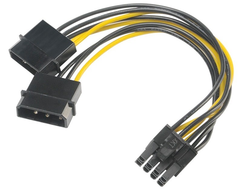 Adaptér AKASA 2x 4P Molex male na 6+2P PCIe female - černý